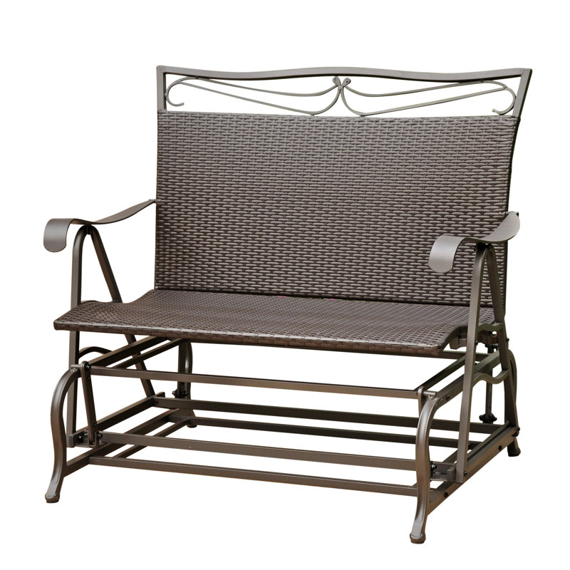 Banc d'extérieur coulissant en métal Arvi, Chocolat