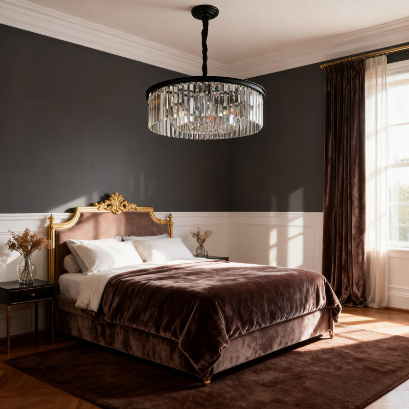 Lustre rond en cristal 23,6 pouces à trois niveaux - Encastré ou suspendu / Base E12 / Contrôle de l'interrupteur mural