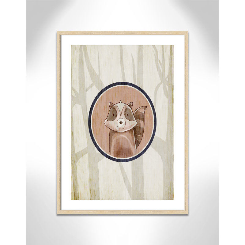 Animaux de la forêt, impression sur papier 1 pi, H 34,5 po x l 24,5 po x P 1,18 po, Encadré de boîte beige