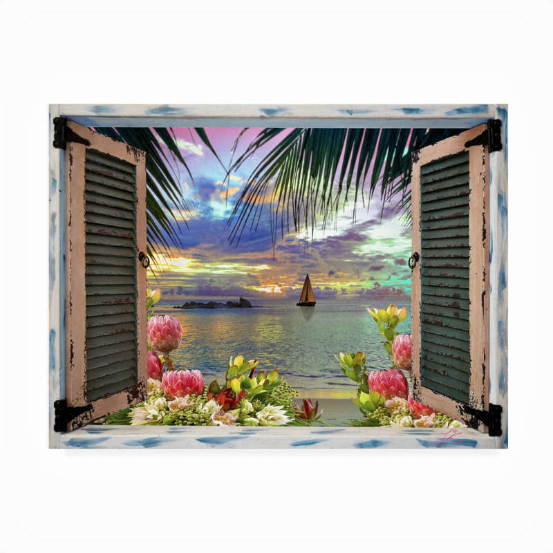 Leo Kelly 'Tropical Window to Paradise III' Outdoor All-Weather Wall Decor, 47" W x 35" H