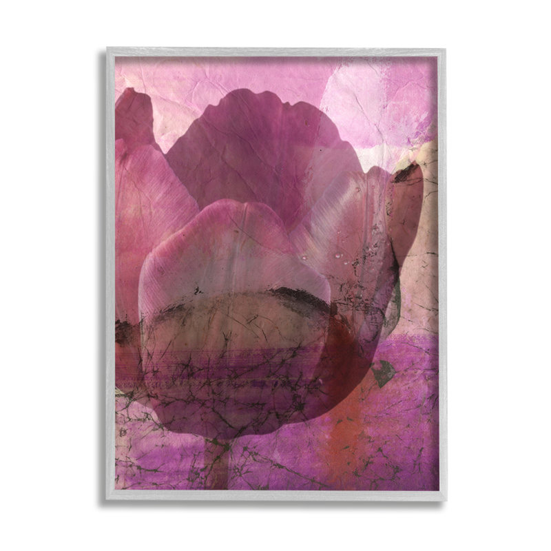 "Abstract Abstract", "Tulipe vieillie", collage par Michelle Oppenheimer - cadre flottant, impression sur bois