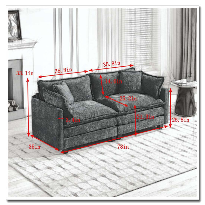 Canapé Cloud LoveSeat, Noir