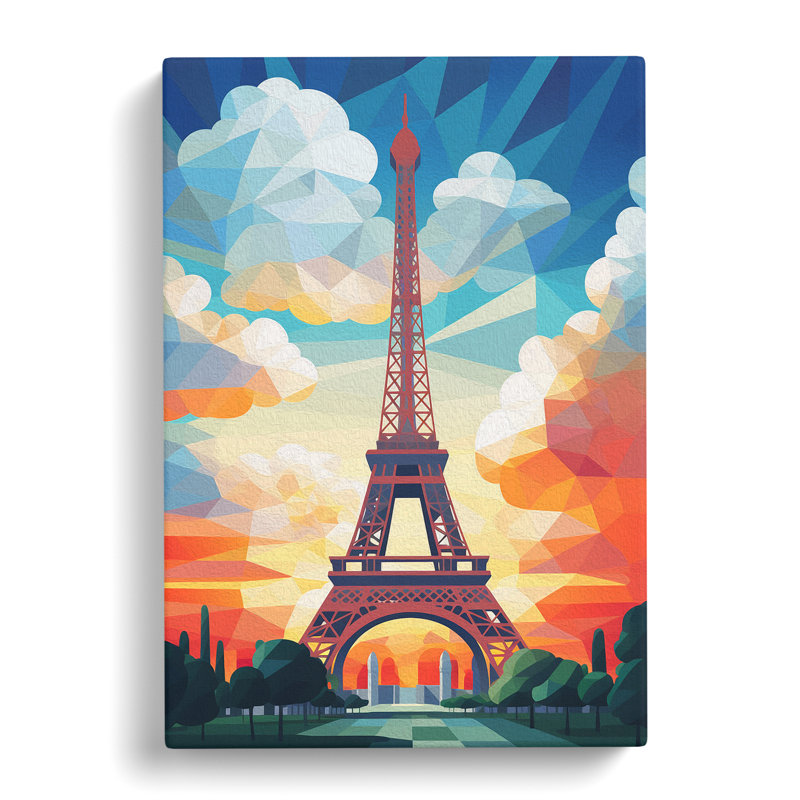 Eiffel Tower Geometric - Print, 50cm H x 35cm W x 3cm D