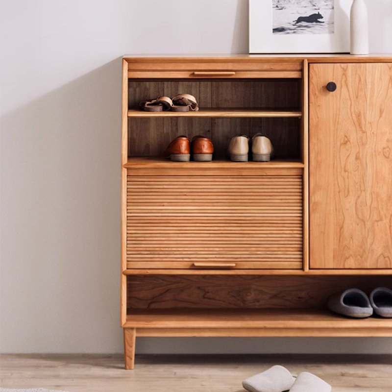 Japanese style minimalist storage shoe cabinet, Brown