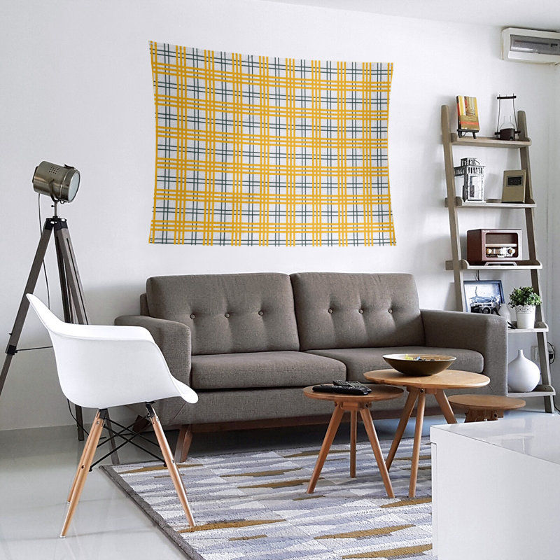 Tapisserie en microfibre de luxe Tampa Bay, H 51 po x l 60 po, Blanc / vert foncé / or