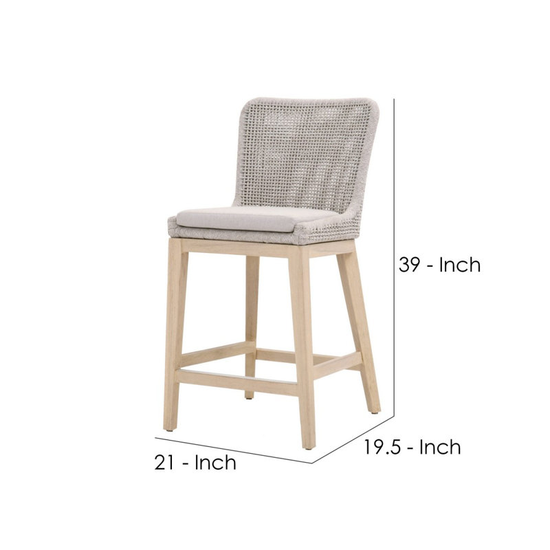 Counter Stool With Mesh Design Rope Backrest