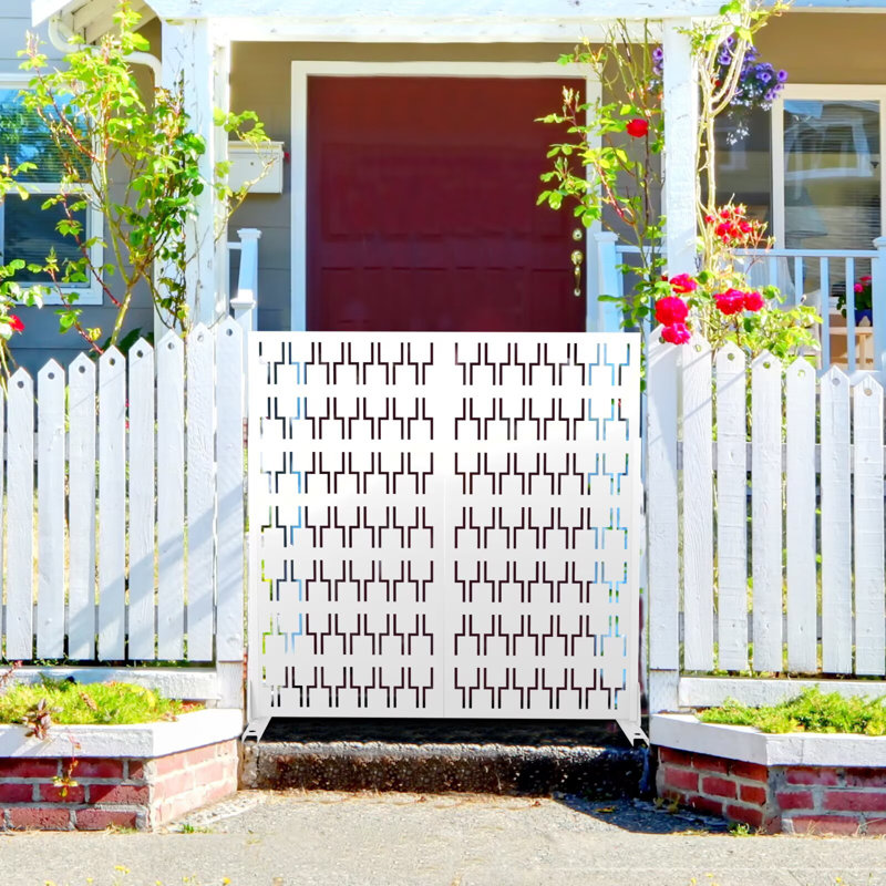 Écran d'intimité 72 po, panneaux d'intimité décoratifs autoportants pour balcon, cour et jardin, Blanc
