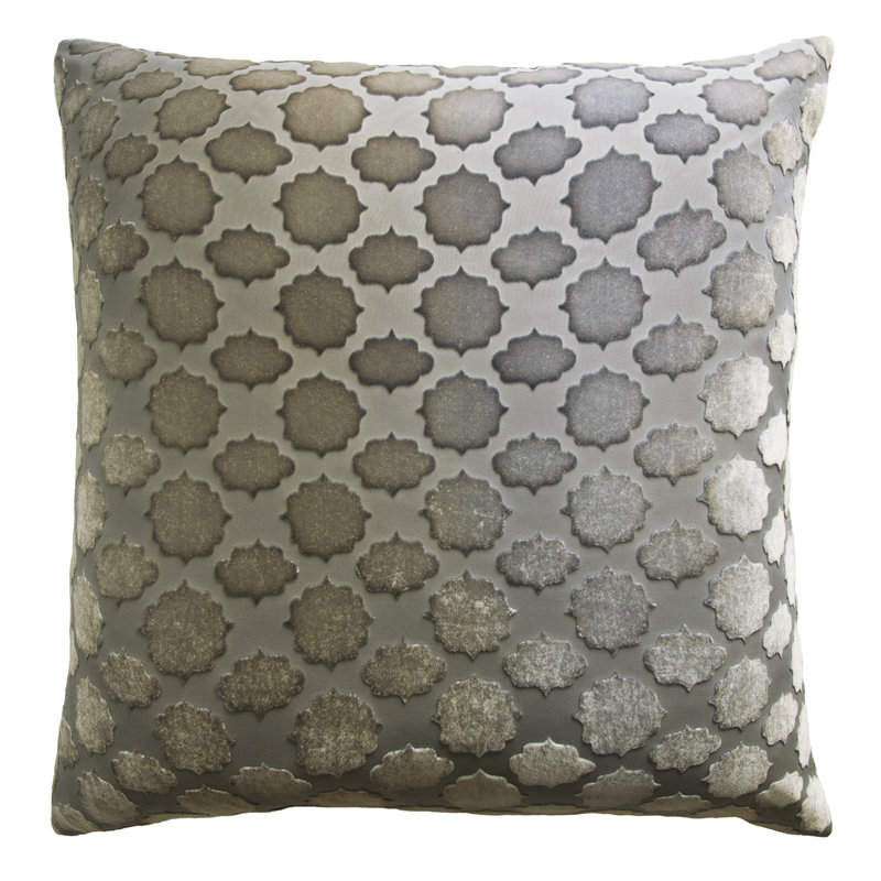 Square Velvet Pillow Cover & Insert, Nickel, 22" x 22"