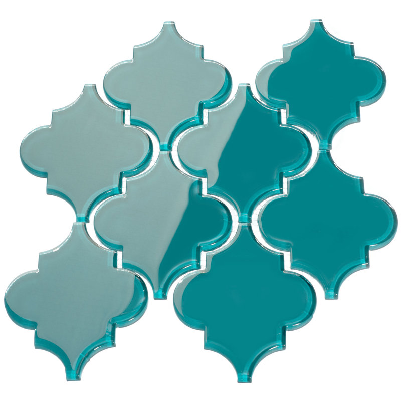 Carrelage fantaisie en verre 4 "x 5" Arabesque, Noir sarcelle