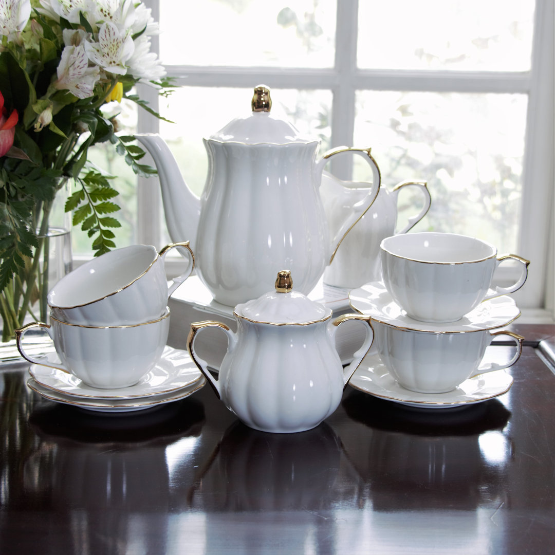 Grace's Tea Ware White Scallop Porcelain 11-Piece Tea Set Grace's Tea Ware