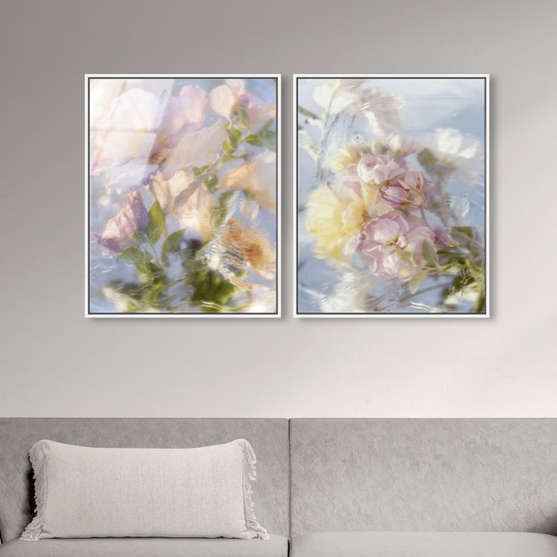 Floral Haze Set High-Gloss Frameless Acrylic Glass Wall Art Floral & Botanical Print by Oliver Gal, Ready to Hang, 16 x 20