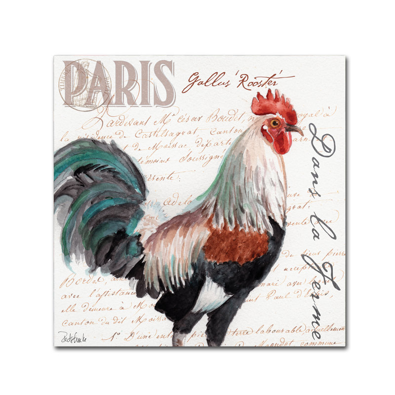 « à la ferme coq iii », impression sur toile, H 14 po x l 14 po x P 2 po, Toile tendue, Pas de tapis