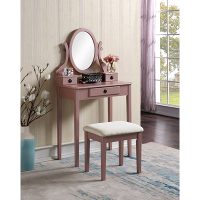 Moniys Wood Moniya Makeup Vanity Table And Stool Set