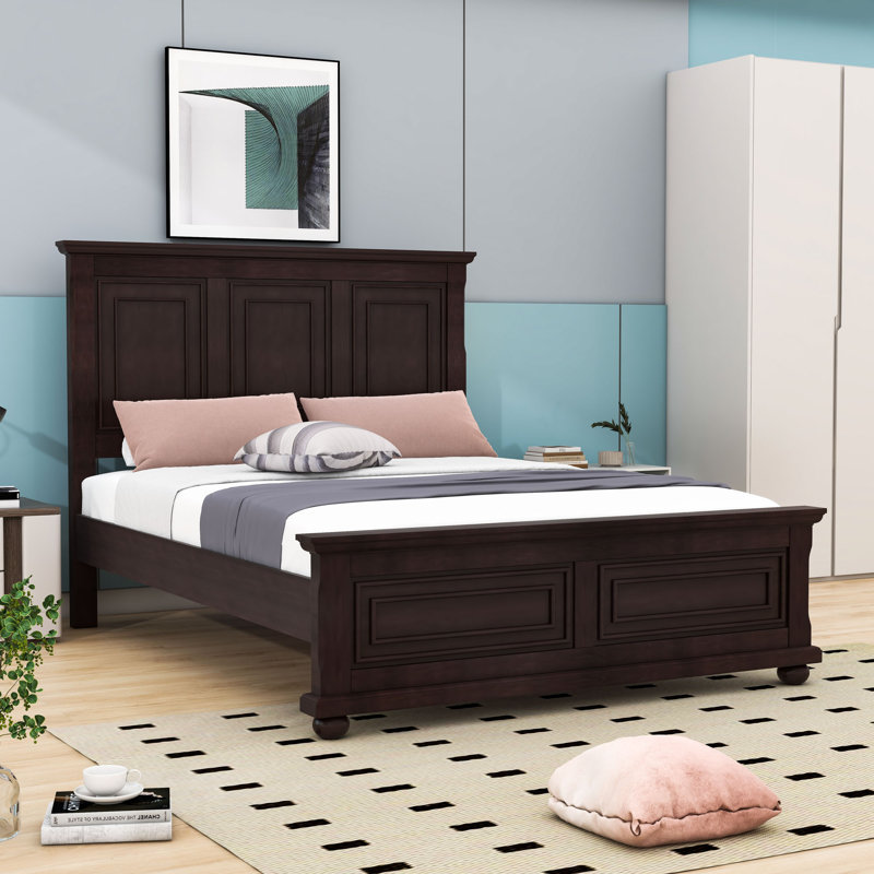 Lit en bois avec tête de lit, Brun intense, Grand