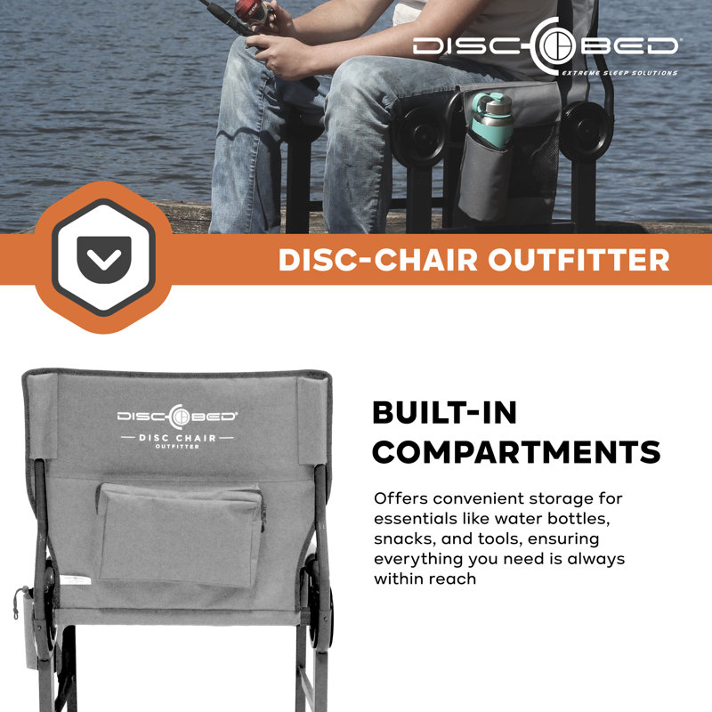  Outfitter Disc-Chair with Compartments for Outdoor Camping, Grey