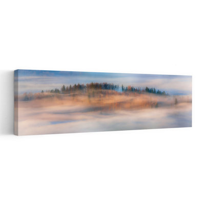 «Golden Foggy Forest», art serein, forêt sereine, automne, art mural