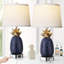 Lampe de table à DEL en céramique Chic Pineapple 23 po - commande tactile, design moderne pour chambre à coucher