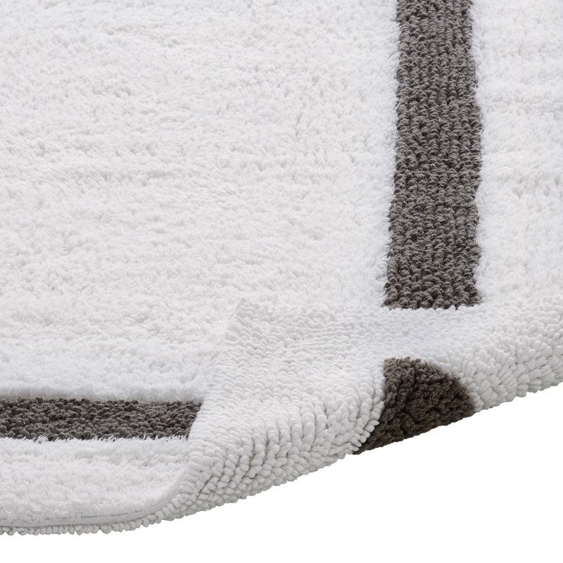 Broshous Premium 100% Cotton 2370 GSM 2-Piece Bath Rug Set, Ultra Plush Tufted Bathroom Mats, Super Absorbent OEKO-TEX® Certified, Reversible, Machine Washable, Spa-Like Comfort, White/Gray