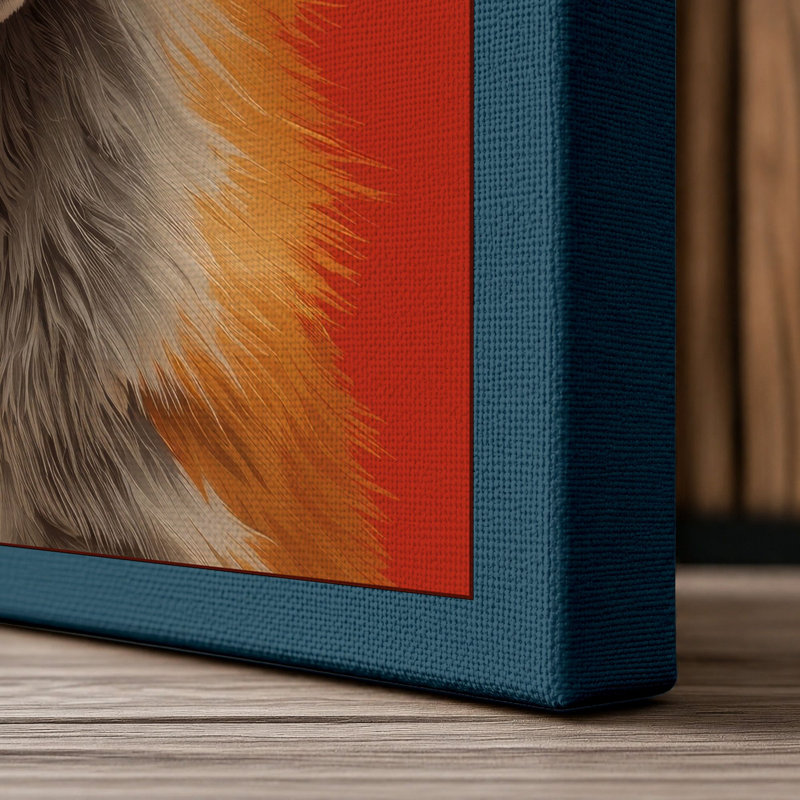 Fox Portrait Modern - Wrapped Canvas, 18x12 - 45.7 x 30.5 cm, Teal Border
