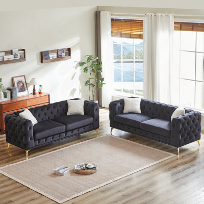 Luxurious Velvet 3-Seater Combo Sofa with Solid Wood Frame, Metal Feet, and 4 Cushions for Modern Living Rooms and Offices