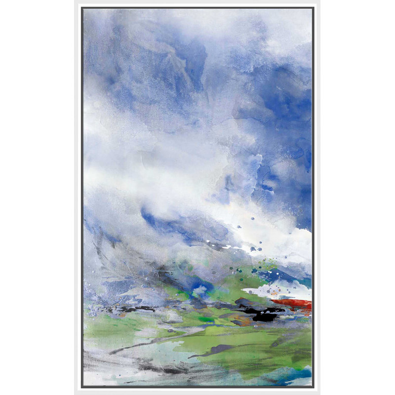«Spring Air I» par Mark Lawrence, peinture sur toile à cadre flottant, H 63,5 po x l 39,5 po x P 2 po, Cadre flottant blanc