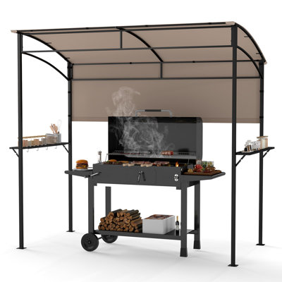 BBQ Shelter, Grill Gazebo With Serving Shelf And Storage Hooks