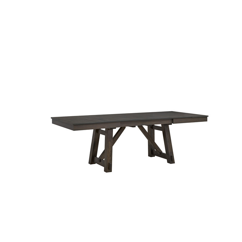 Table de salle à manger 94 po x 40 po + 14 po à double rallonge en bois avec support en planches, Gris