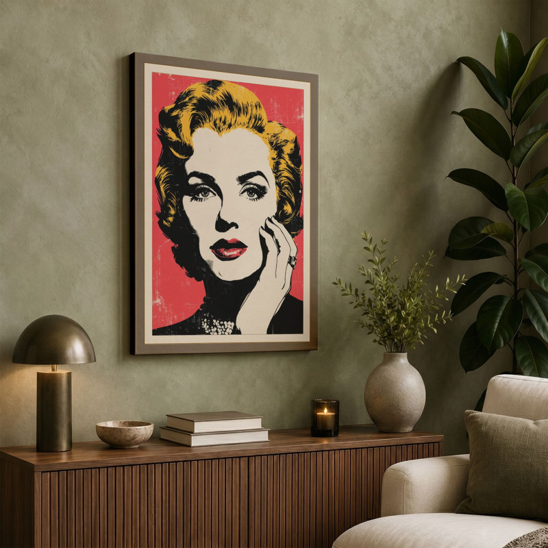 Golden Starlet Pop Art - Wrapped Canvas, 24x16 - 61.0 x 40.6 cm, Taupe Border