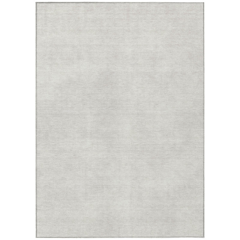 Ivory Flat Woven Rectangular Washable Synthetic Rug
