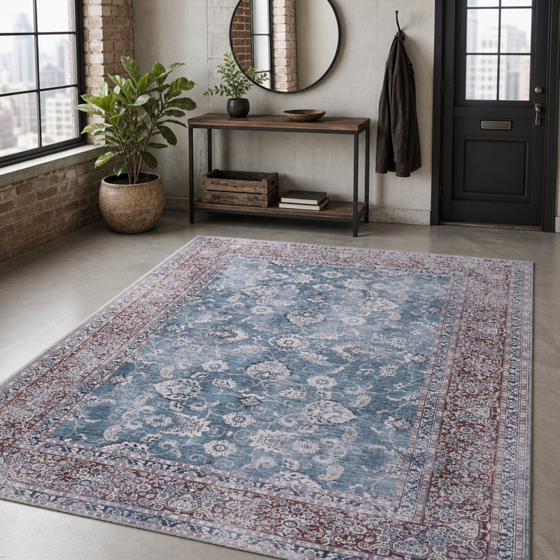 Vintage Look Cotton and Chenille Flatweave Area Rug, 100 x 200 cm