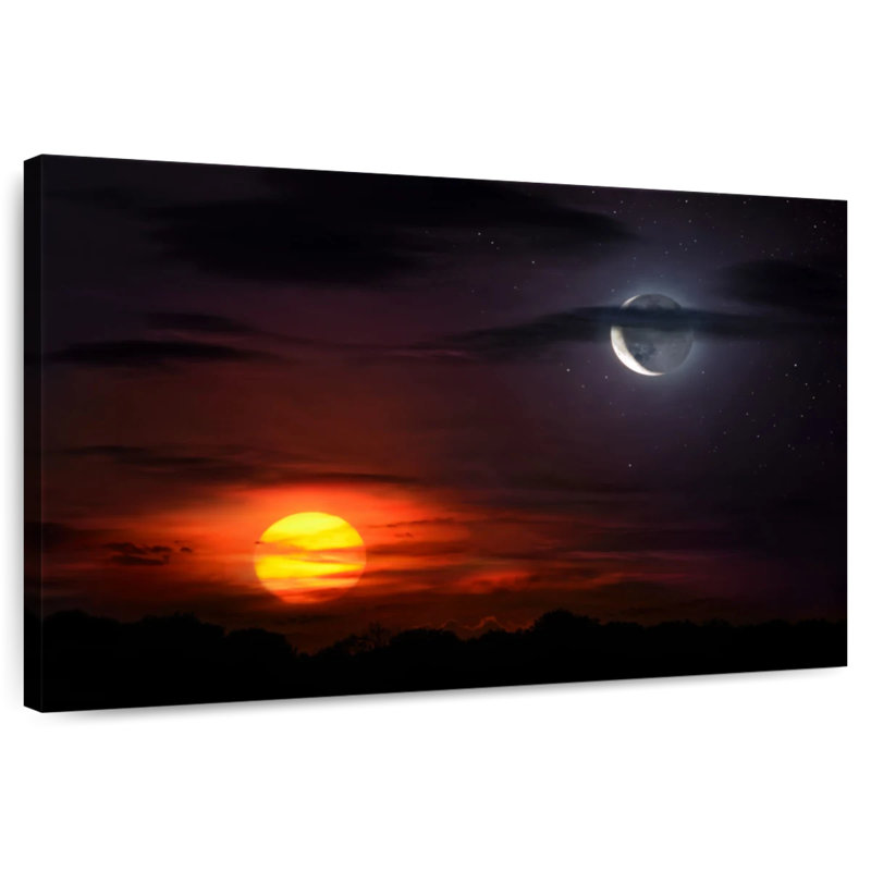 Oberle Sunset With Moon, 16" H x 24" W