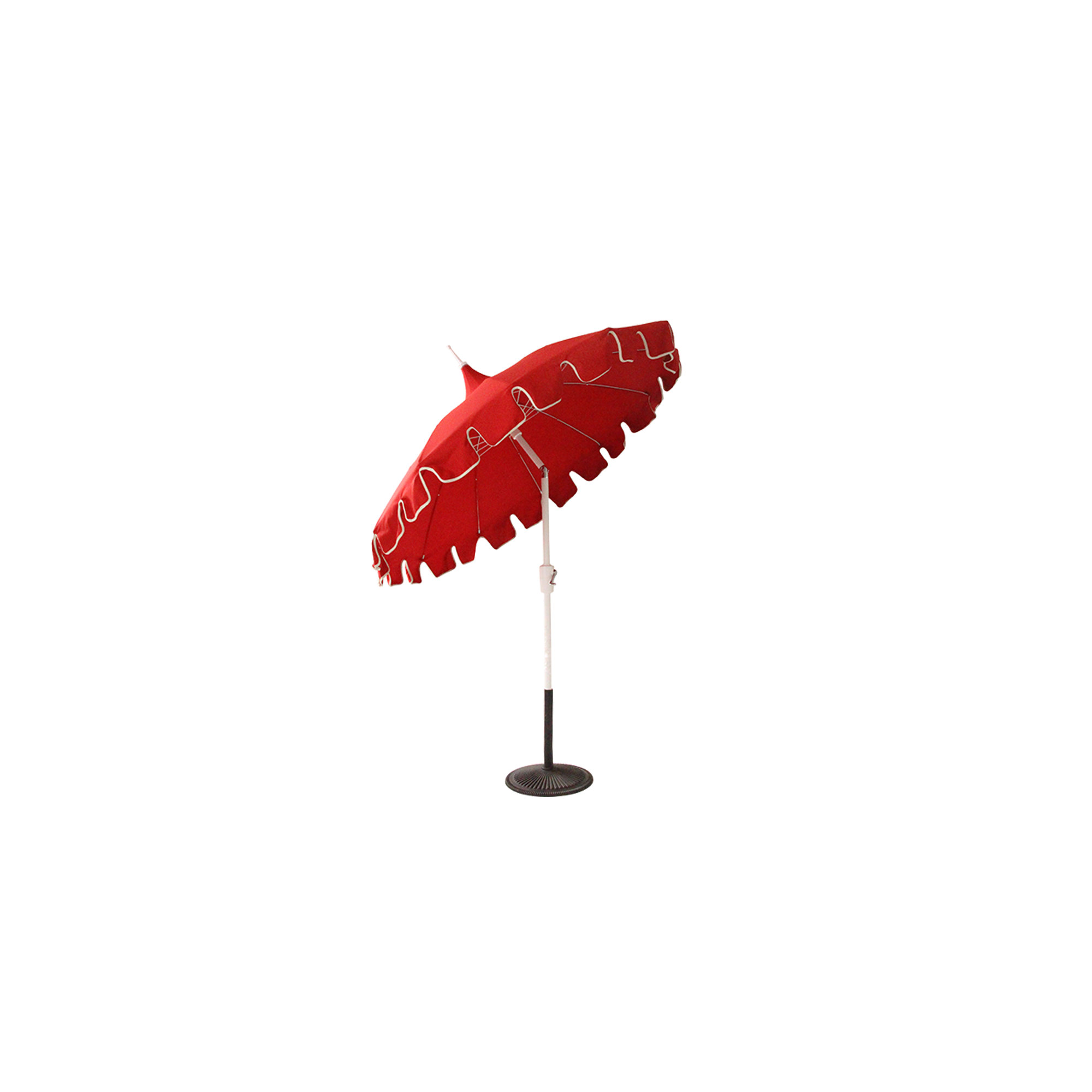 Lillie 7.5ft Pagoda Scalloped Market Umbrella, Red/White