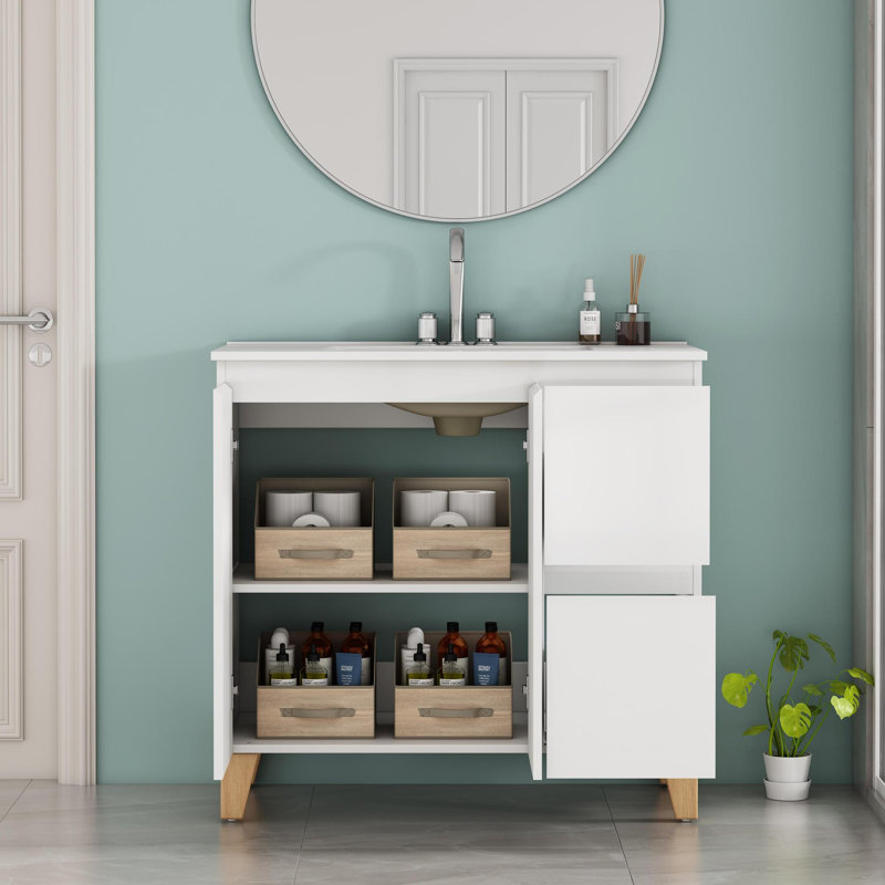 Ensemble de meuble-lavabo moderne avec lavabo 3 trous