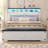 Bed Frame Queen Size With Storage Headboard And Ottoman Farmhouse Queen Platform Bed Frame With Led Lights,Charging Station And Storage Bench,Metal Slats,No Box Spring Needed-1873563149