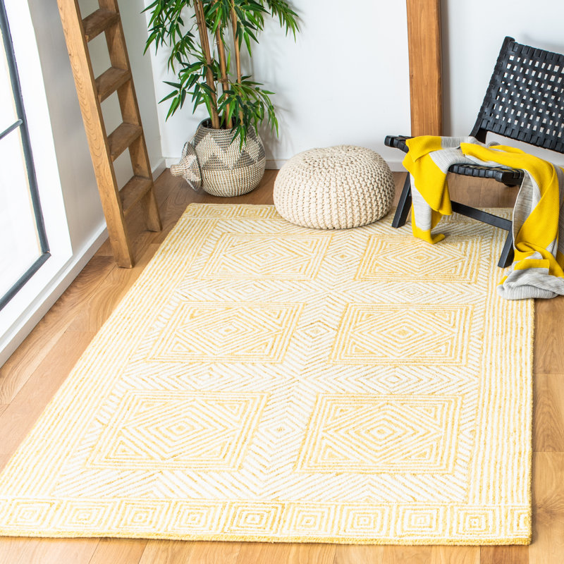 Tapis géométrique en laine et coton touffeté à la main Baileigh, Rectangle 9 pi x 12 pi