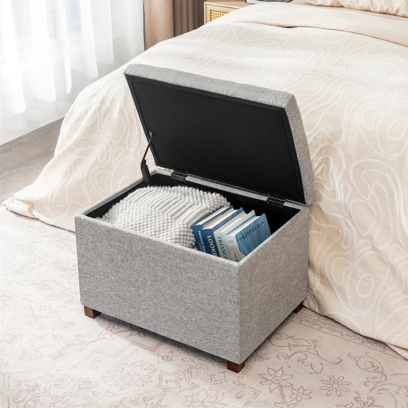 Banc de rangement avec repose-pieds 24 po, Gris