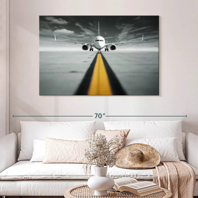 Mehar avion sur la ligne jaune, H 32 po x l 48 po