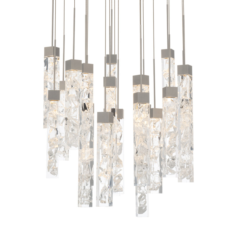 Minx Cluster LED Lights Round Pendant, Antique Nickel, 160" H x 26" W x 26" D, 21