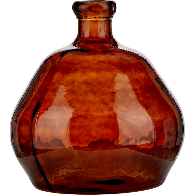 Handmade Glass Floor Vase, Pecan Brown