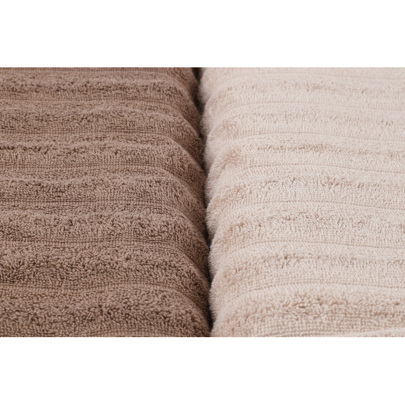 Ensemble de 4 serviettes de bain en coton turc, Brun / beige
