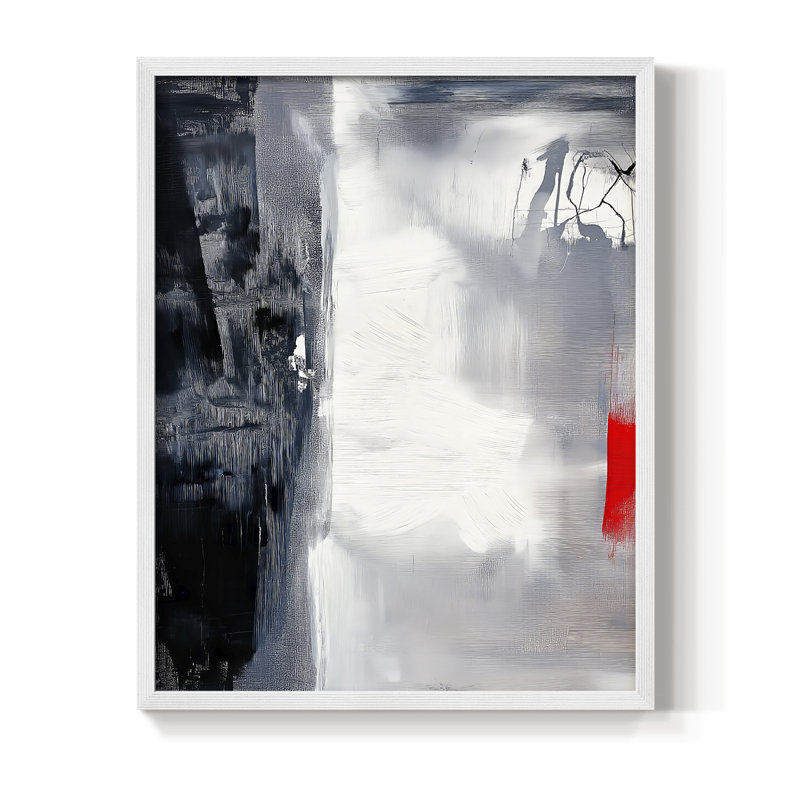 Abstrait, imprimé encadré - prêt à accrocher -, H 10 po x l 8 po, Blanc
