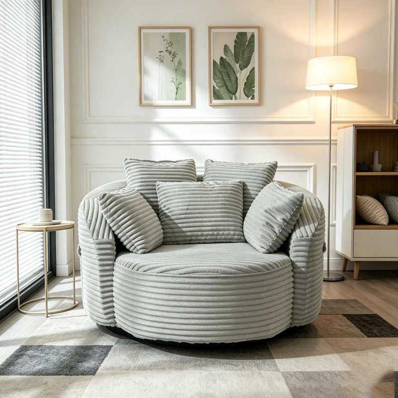 Fauteuil demi-tonneau pivotant à 360 °, Gris clair