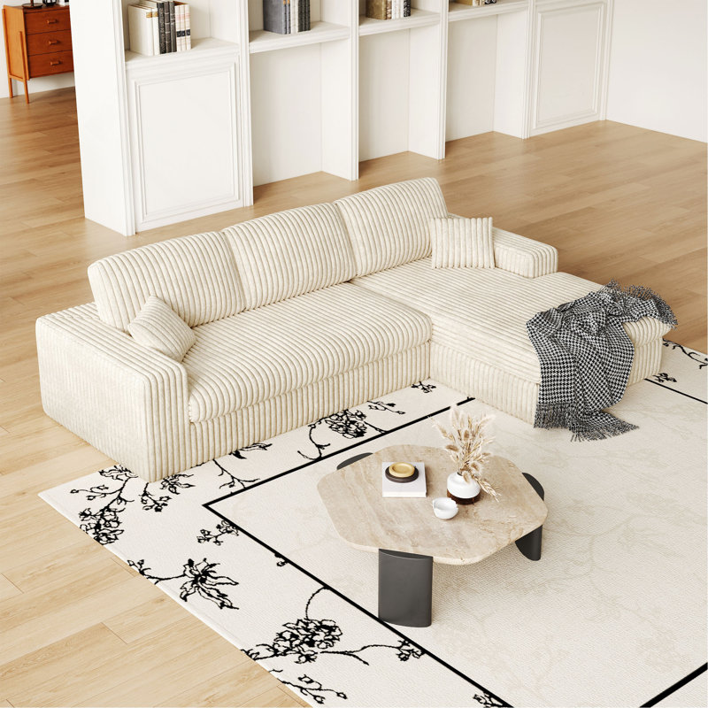 Canapé modulaire en mousse de velours côtelé de style modulaire de Boneless, Beige