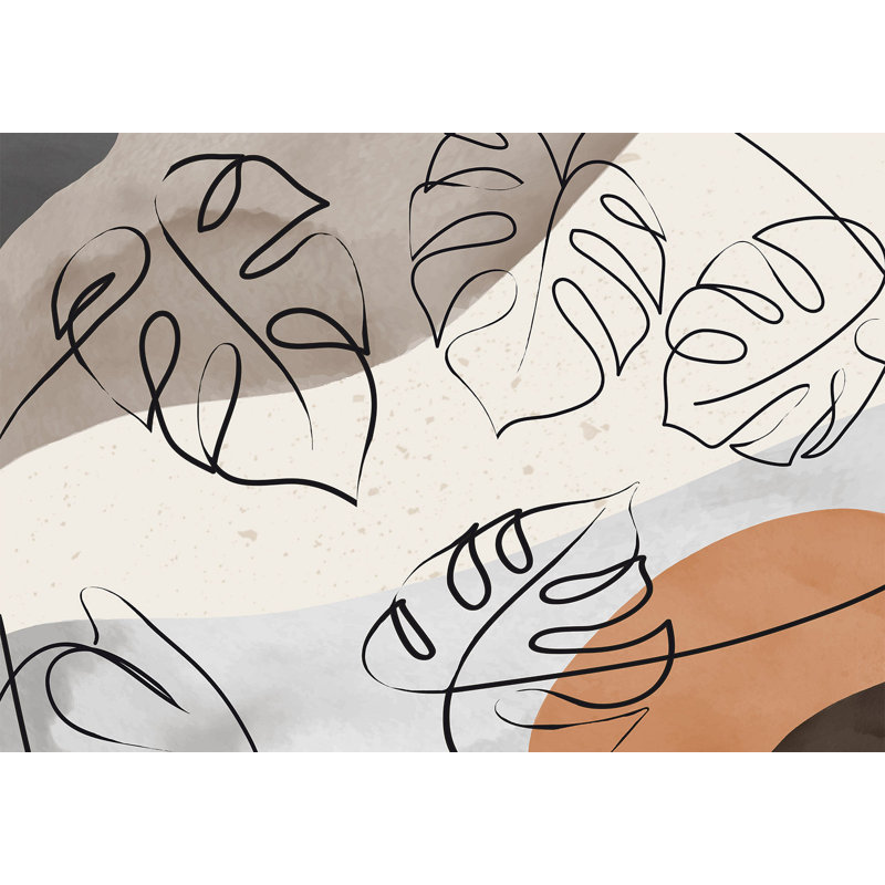 Papier peint botanique - feuilles de Monstera minimalistes, L 55 po x l 78 po