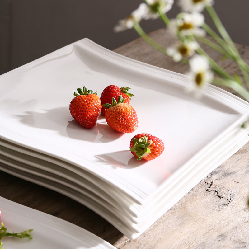 26cm Porcelain China Commercial Dishwasher Safe Dinner Plate, Set of 6, Ivory White