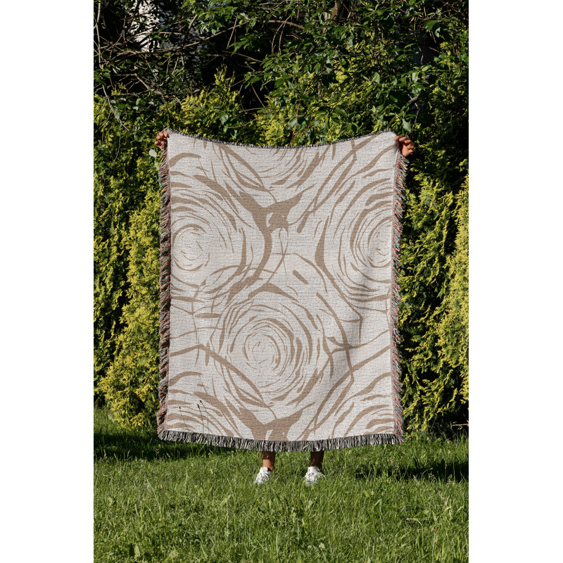 Jeté rose en coton Rose, 50 x 70, Beige