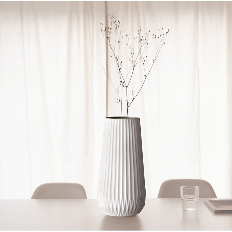 Laudine Stoneware Table Vase, White