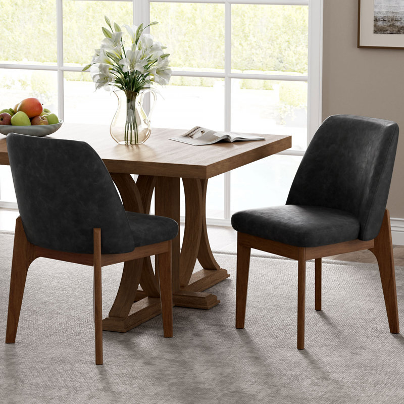 Chaises de salle à manger rembourrées Bason, Gris anthracite foncé