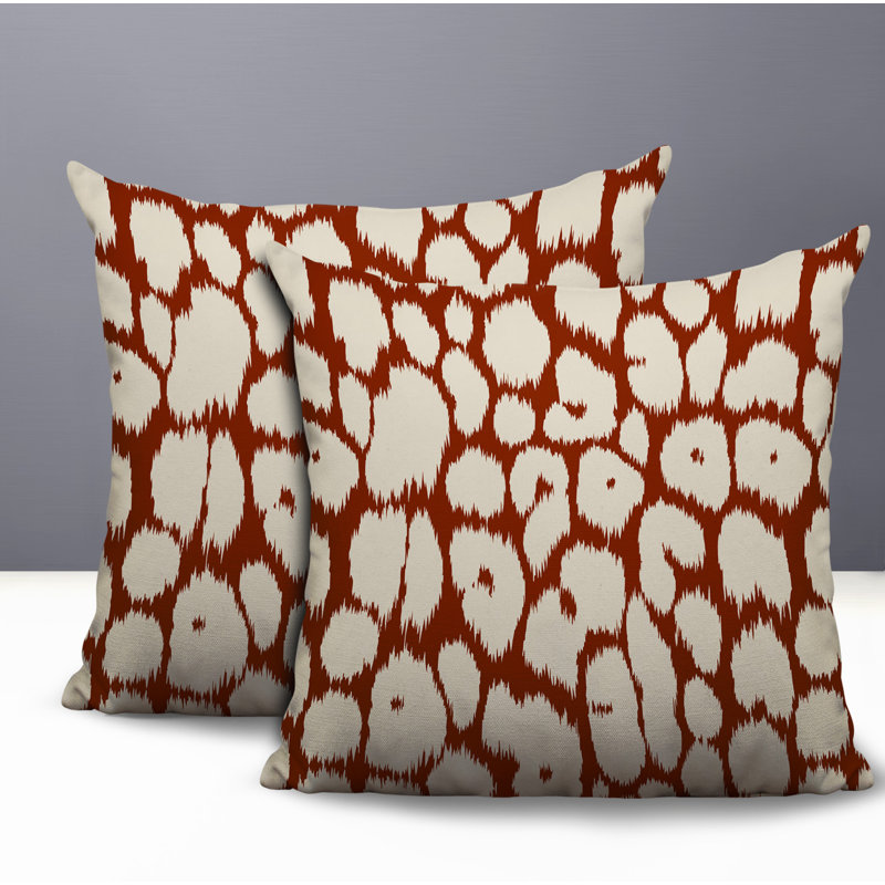 Oreiller réversible Clio Zebra, 18x18, Orange brûlé