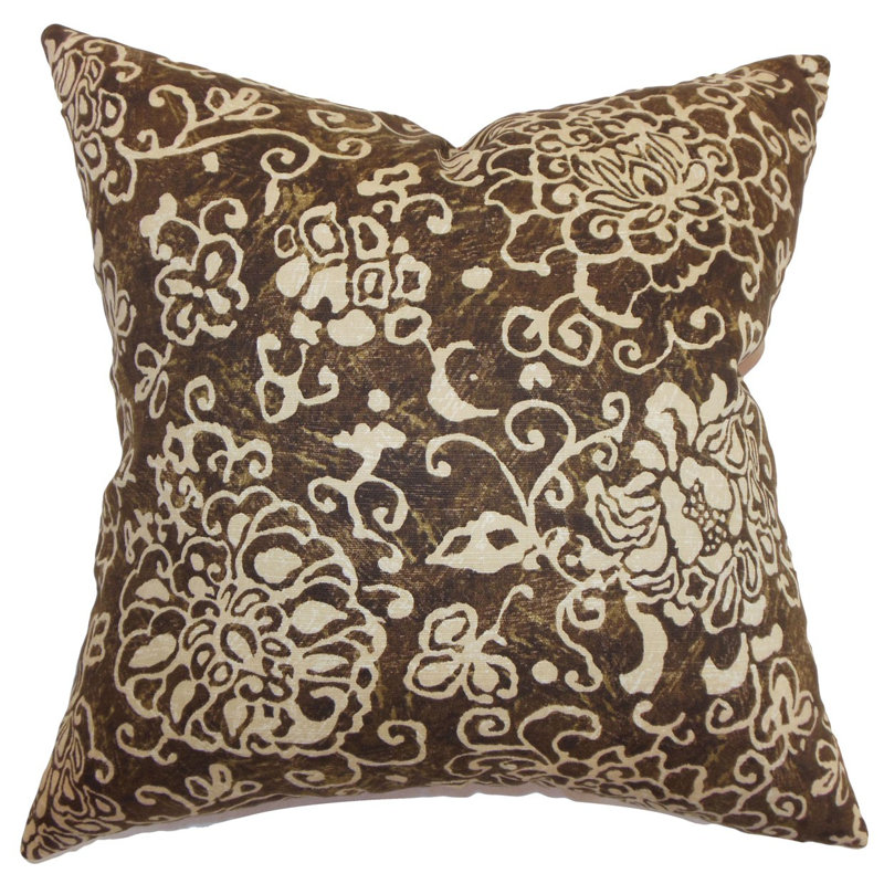 Floral Reversible Throw Pillow, 24" H x 24" W, Wheat